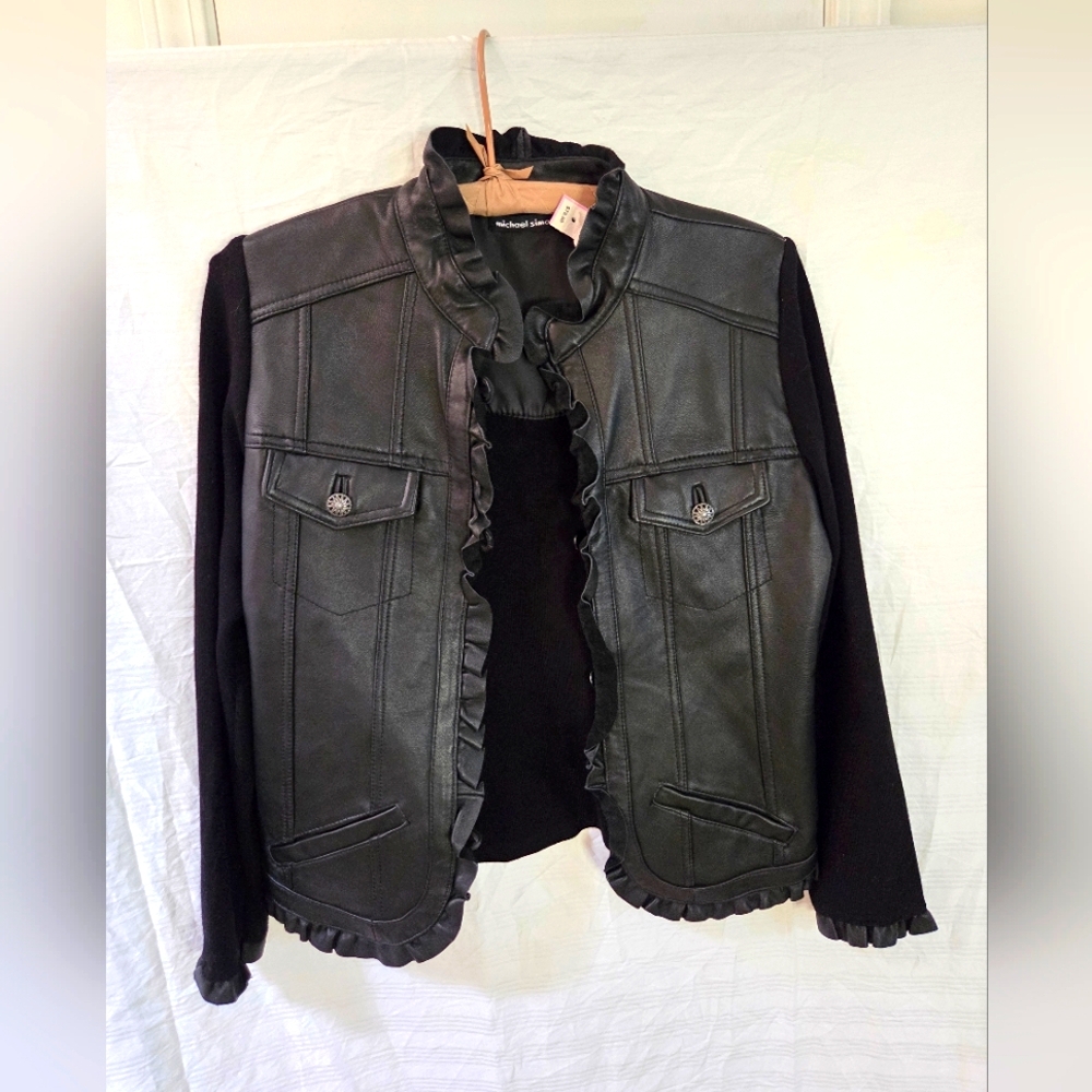 Michael Simon Black Ruffled Women's Jacket